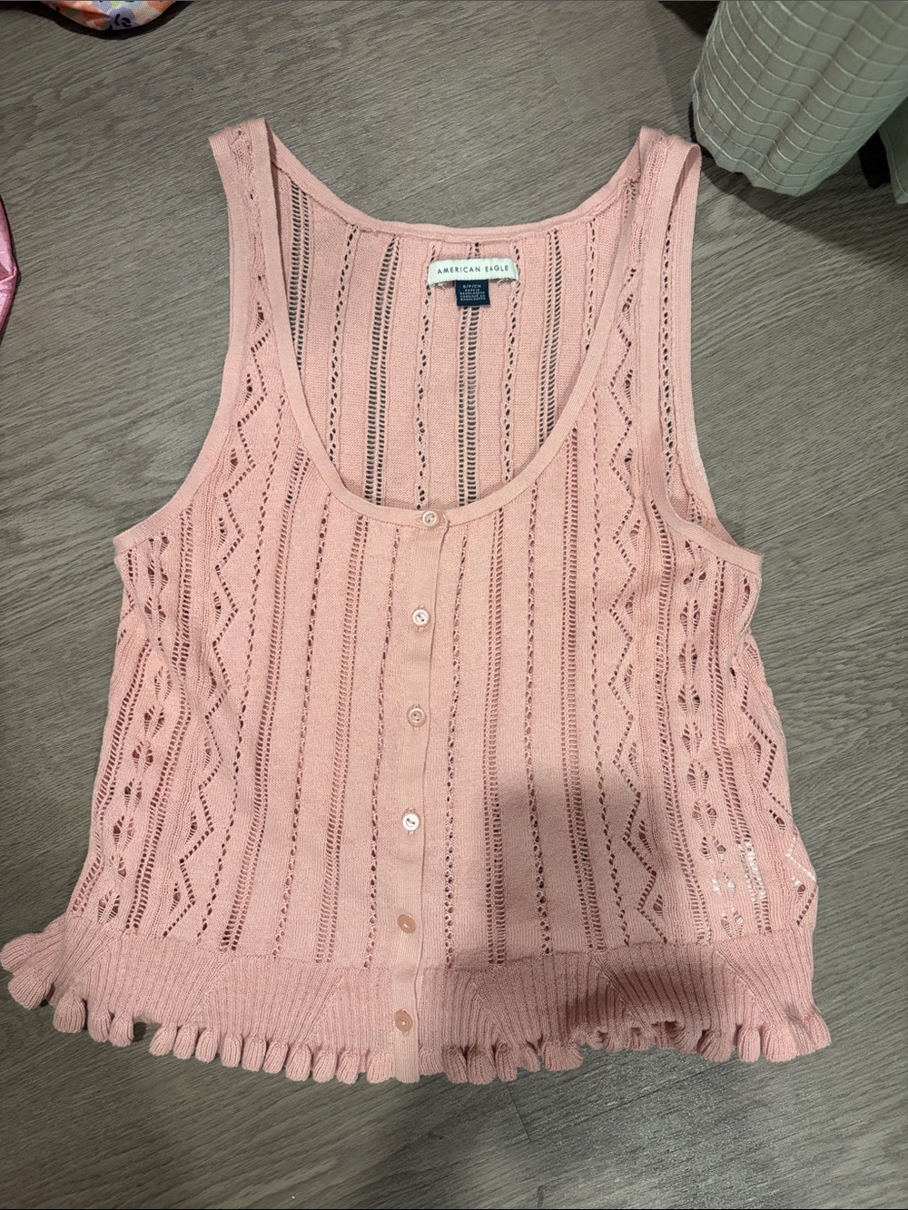 American Eagle Outfitters Blush Pink Knit Button-Front Camisole